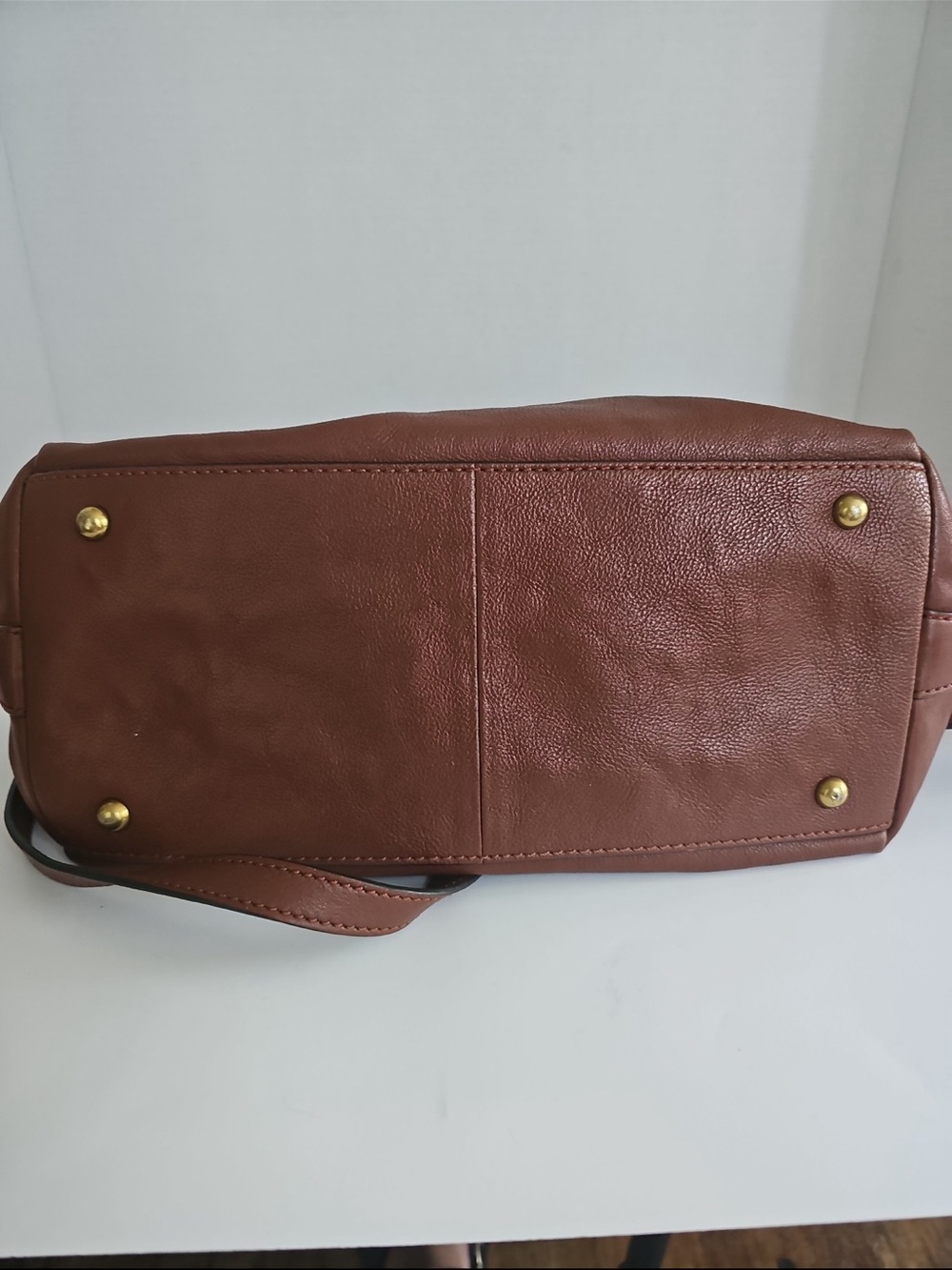 Frye Ring Dome Genuine Leather Satchel W/ Adjustable Crossbody Strap - Picture 6 of 9